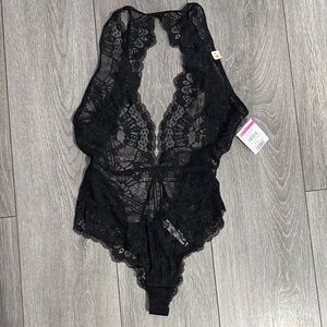 NWT Etam Elegant Backless Black Lace Bodysuit